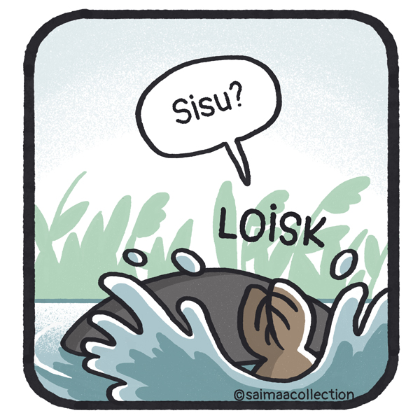 Sisu? Tarmo loikkaa kiveltä järveen.