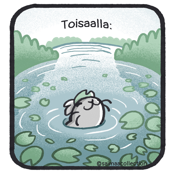 Toisaalla: Sisu-kuutti nousee pintaan lumpeiden keskellä.